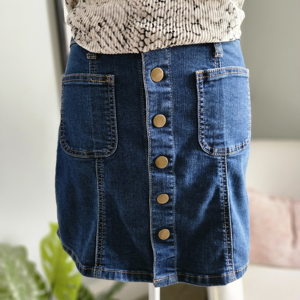 ALTAR’D STATE SNAP FRONT DENIM SKIRT SIZE XS